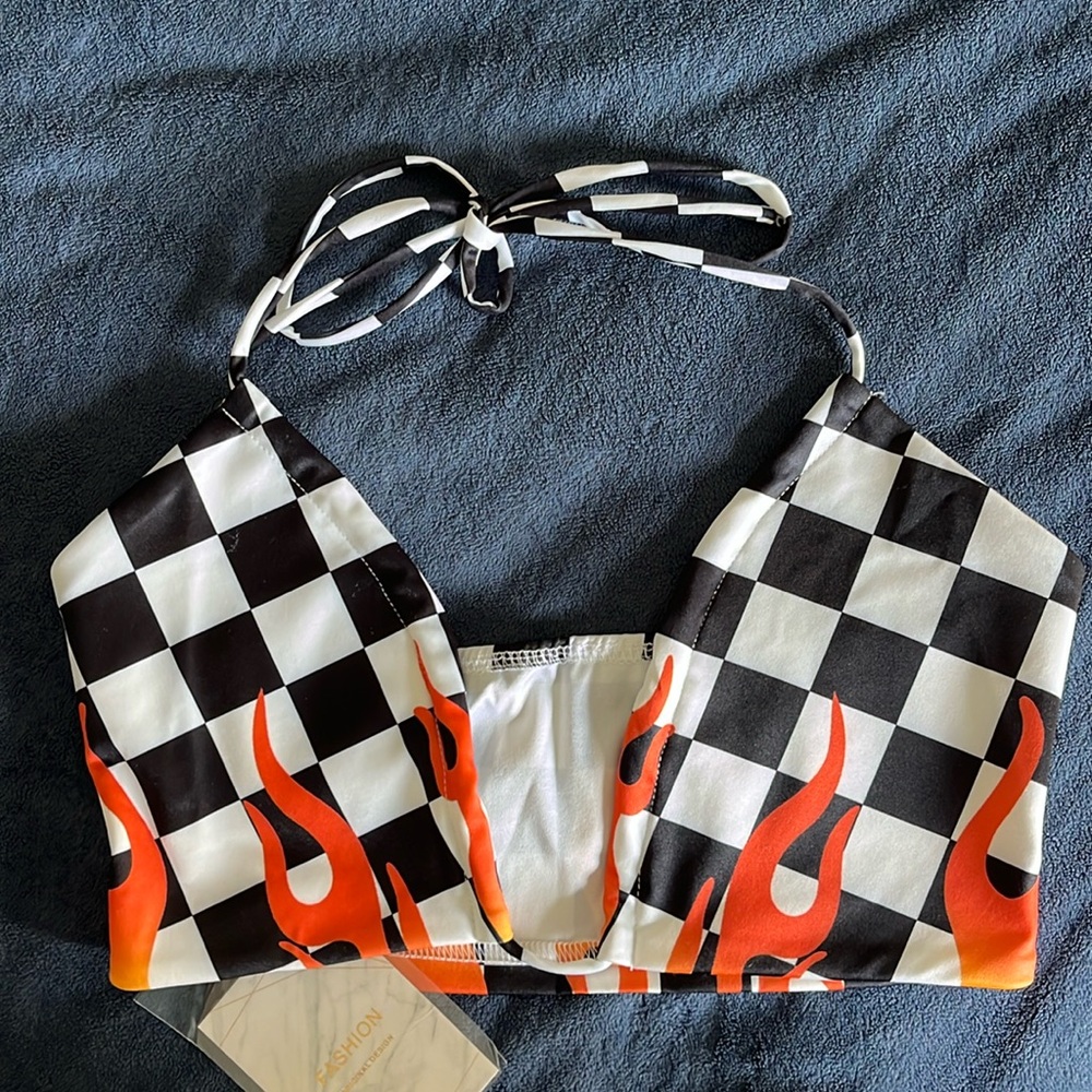 NEW Checker Flame Halter Top (NEW w/ tag)